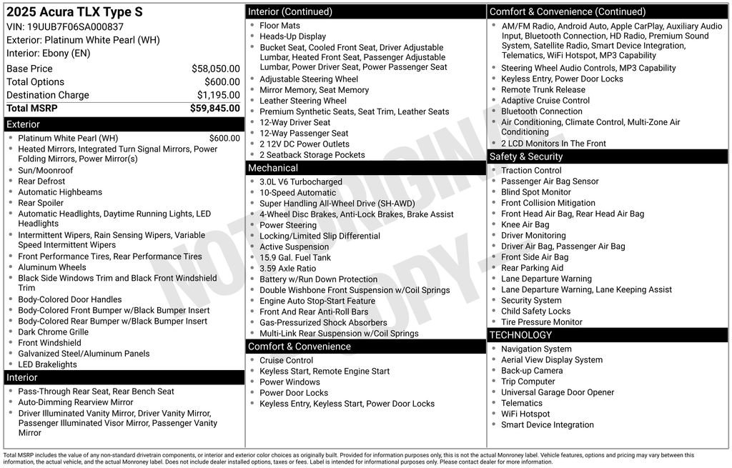 Certified 2025 Acura TLX Type S AWD/4WD image 4