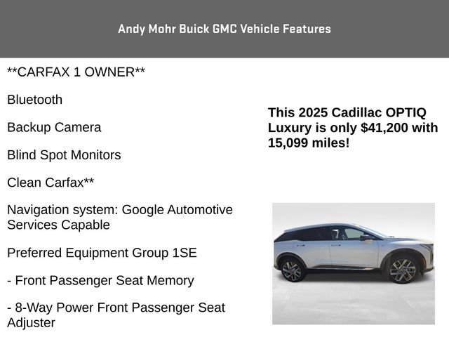 Used 2025 Cadillac Optiq Luxury 2 w/ LPO, Floor Liner Package AWD/4WD image 4