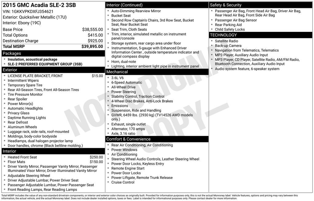 Certified 2015 GMC Acadia SLE AWD/4WD image 35