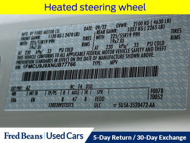 Certified 2022 Ford Escape Titanium w/ Class II Trailer Tow Package AWD/4WD image 39