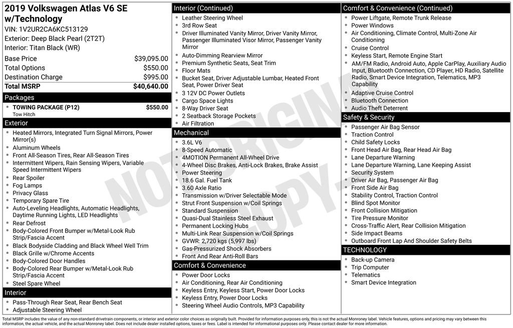 Used 2019 Volkswagen Atlas SE w/ Towing Package AWD/4WD image 5