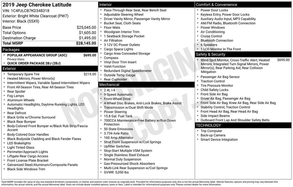 Used 2019 Jeep Cherokee Latitude w/ Popular Appearance Group image 35