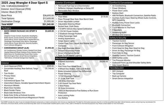 New 2025 Jeep Wrangler Sport S image 32