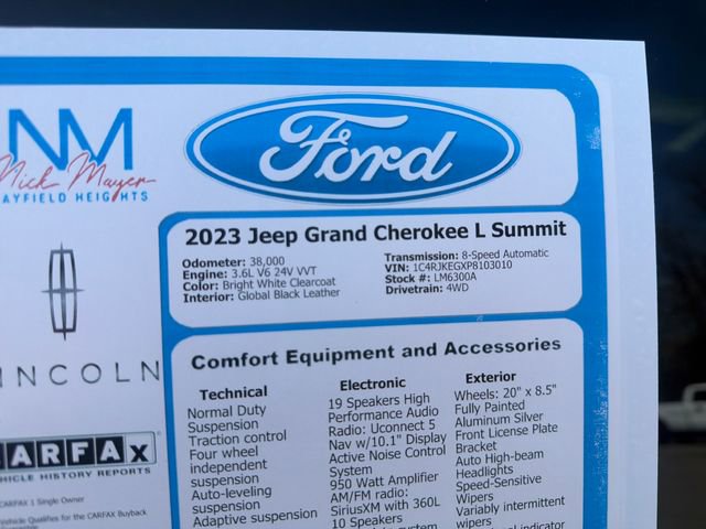 Used 2023 Jeep Grand Cherokee L Summit w/ Advanced Protech Group IV image 41