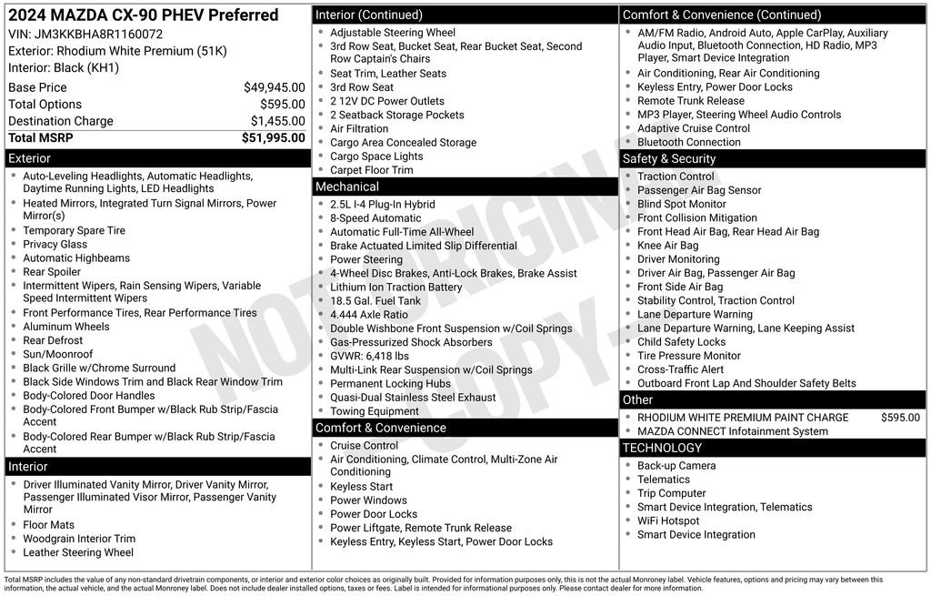 Certified 2024 MAZDA CX-90 Plug-In Hybrid w/ Preferred image 5