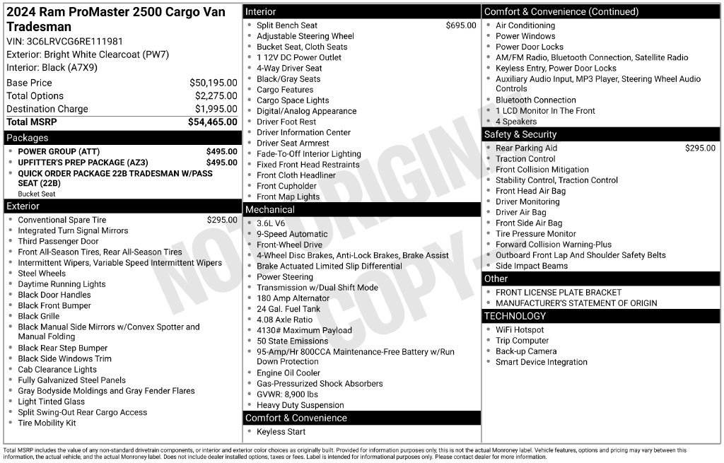 New 2024 RAM ProMaster 2500 w/ Upfitter's Prep Package FWD image 9