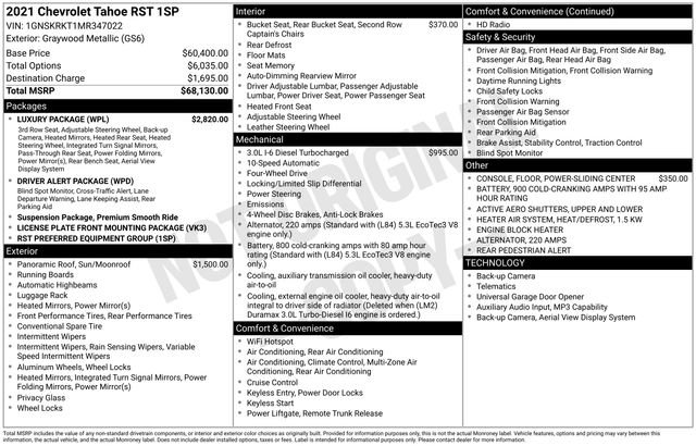 Used 2021 Chevrolet Tahoe RST w/ Luxury Package AWD/4WD image 5