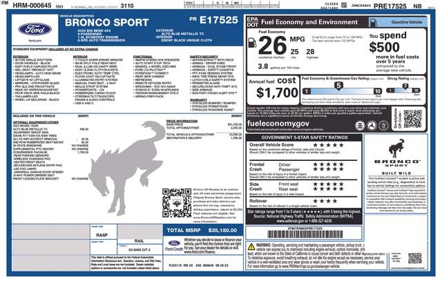 Used 2023 Ford Bronco Sport Big Bend w/ Convenience Package AWD/4WD image 19