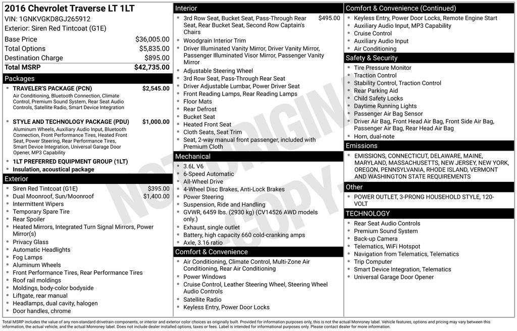 Used 2016 Chevrolet Traverse LT w/ Traveler's Package image 4