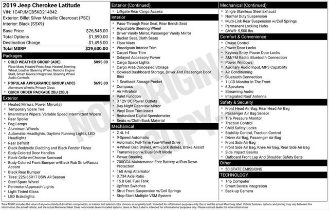 Used 2019 Jeep Cherokee Latitude w/ Cold Weather Group AWD/4WD image 2