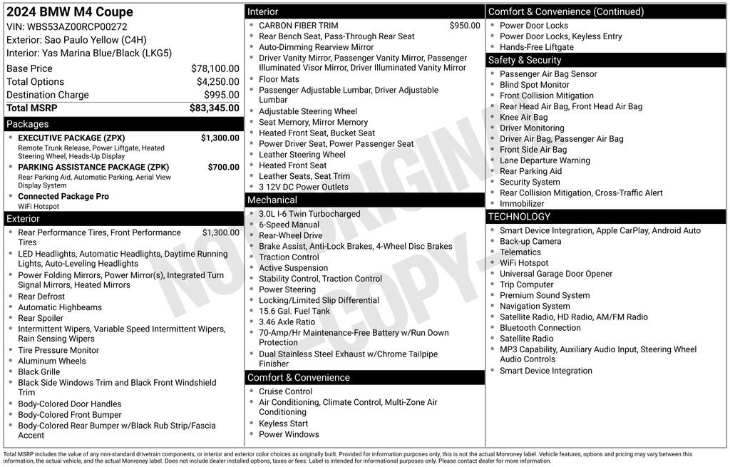 Used 2024 BMW M4 Coupe w/ Executive Package RWD image 2
