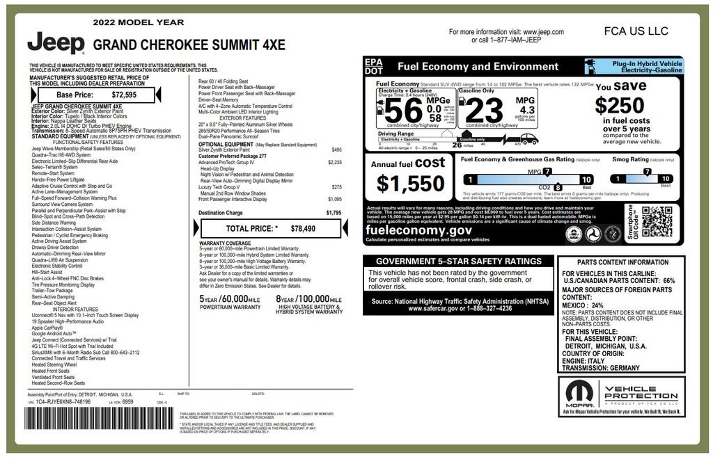 Used 2022 Jeep Grand Cherokee Summit w/ Advanced Protech Group IV AWD/4WD image 3