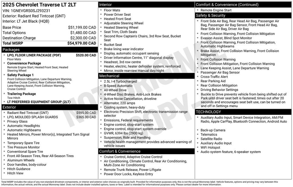 Used 2025 Chevrolet Traverse LT w/ LPO, Floor Liner Package AWD/4WD image 20