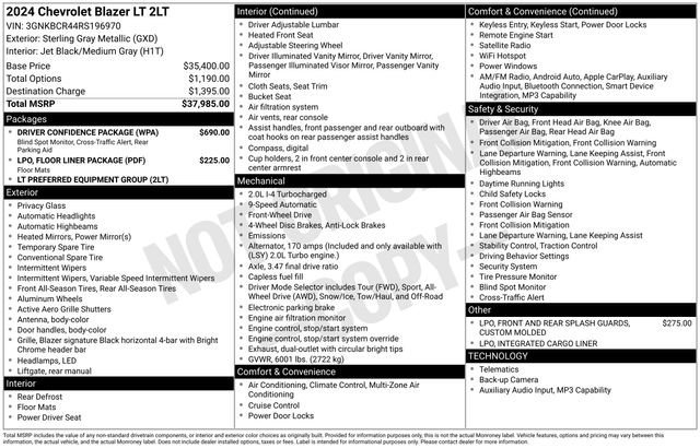 Used 2024 Chevrolet Blazer LT w/ Driver Confidence Package FWD image 32