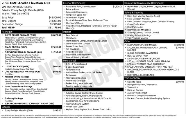 New 2026 GMC Acadia Elevation w/ Super Cruise Package image 26