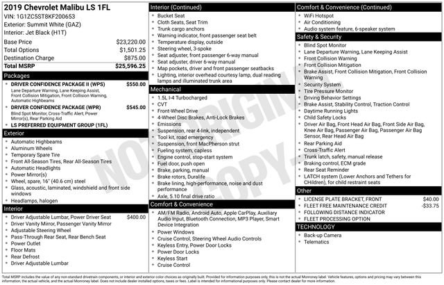 Used 2019 Chevrolet Malibu LS w/ Driver Confidence Package II image 6