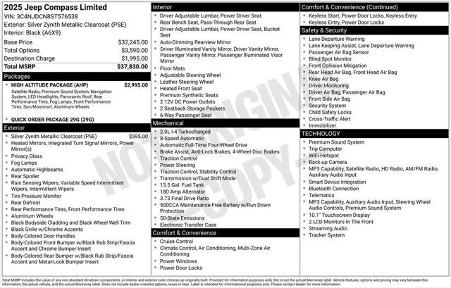 Certified 2025 Jeep Compass Limited w/ High Altitude Package AWD/4WD image 26