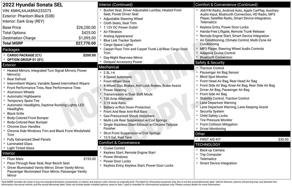 Used 2022 Hyundai Sonata SEL w/ Cargo Package FWD image 27