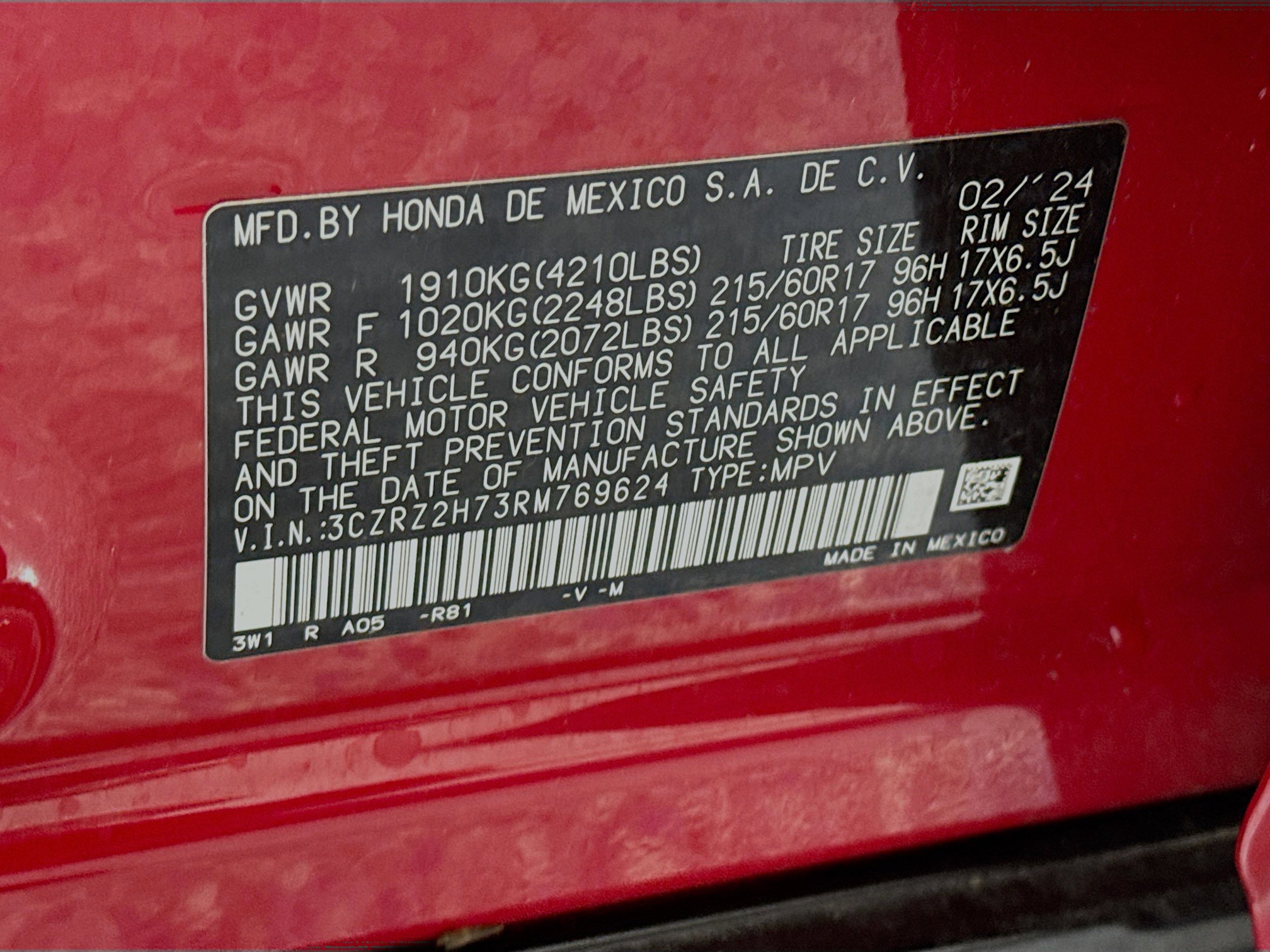 Certified 2024 Honda HR-V EX-L image 31
