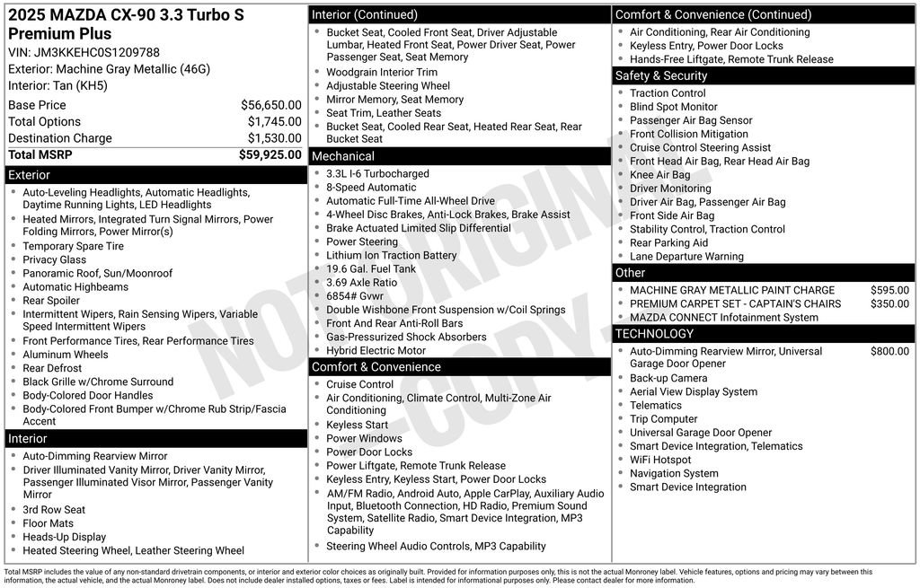 New 2025 MAZDA CX-90 3.3 Turbo S w/ Premium Plus image 7