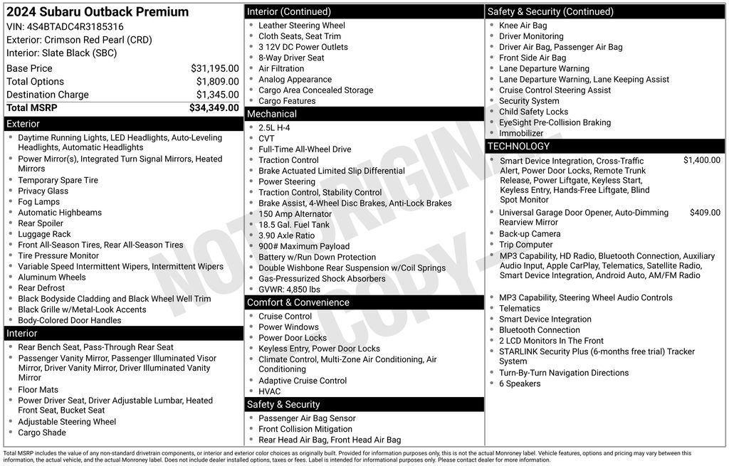 Used 2024 Subaru Outback Premium image 11