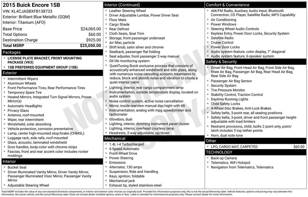 Certified 2015 Buick Encore FWD image 10