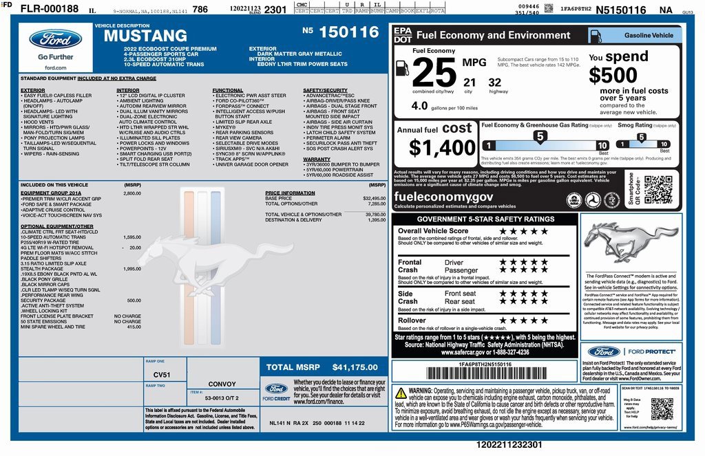 Used 2022 Ford Mustang Premium w/ Equipment Group 201A image 3