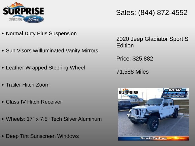 Used 2020 Jeep Gladiator Sport w/ Quick Order Package 24S AWD/4WD image 18