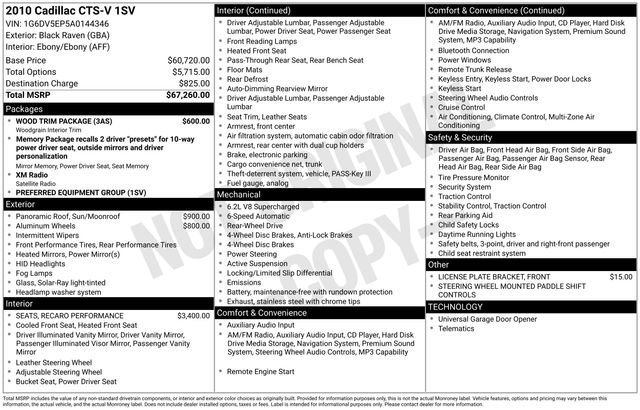 Used 2010 Cadillac CTS V w/ Wood Trim Package image 2