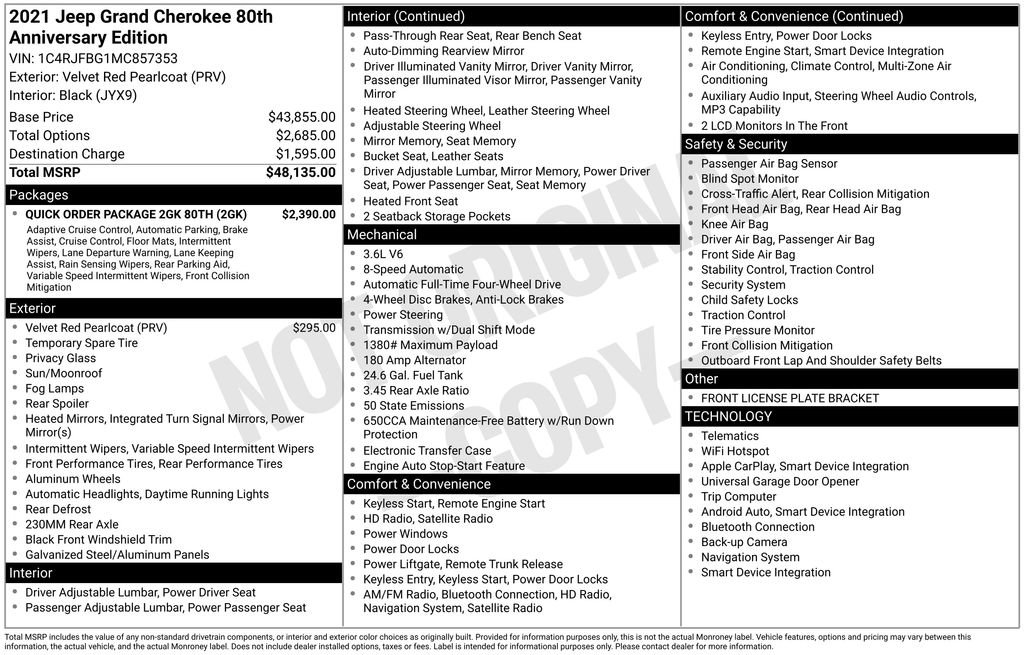 Used 2021 Jeep Grand Cherokee Limited w/ Quick Order Package 2GK 80th AWD/4WD image 2