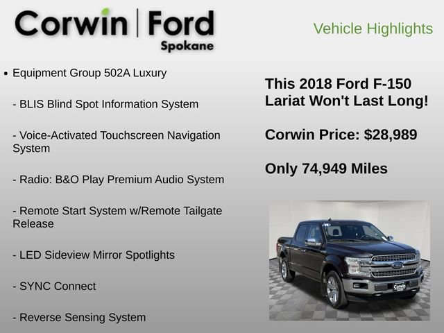 Used 2018 Ford F150 Lariat w/ Equipment Group 502A Luxury AWD/4WD image 6