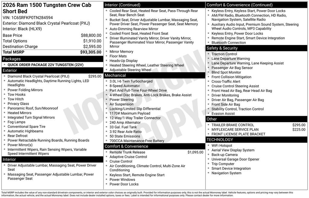 New 2026 RAM 1500 Tungsten AWD/4WD image 48