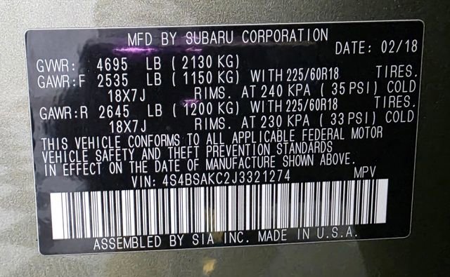 Used 2018 Subaru Outback 2.5i Limited w/ Protection Package #1 image 39