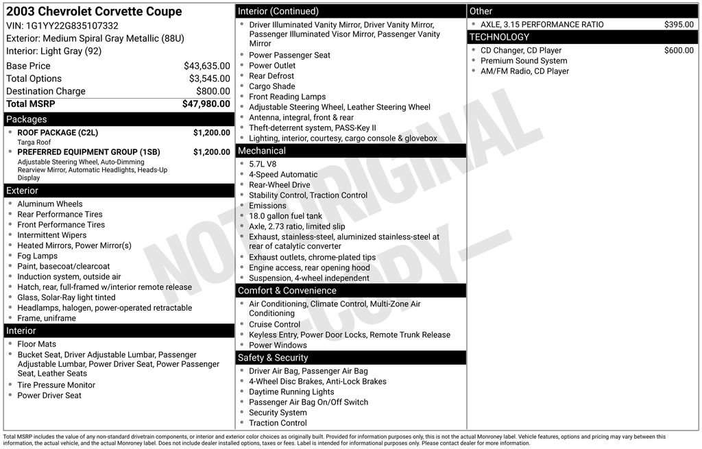 Used 2003 Chevrolet Corvette Coupe w/ Preferred Equipment Group image 10