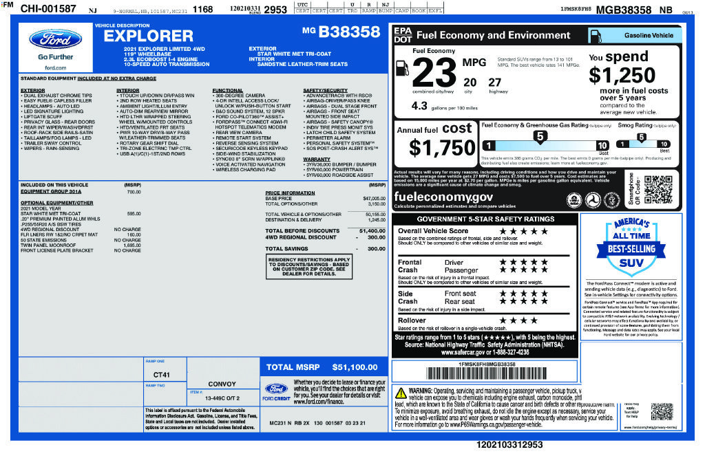 Used 2021 Ford Explorer Limited w/ Equipment Group 301A AWD/4WD image 9