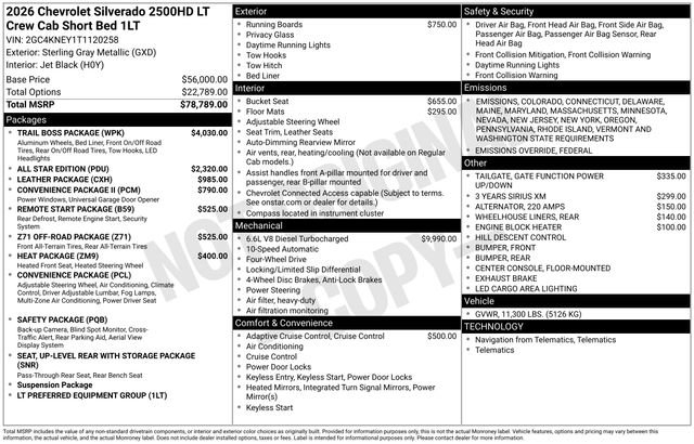 New 2026 Chevrolet Silverado 2500 LT w/ Trail Boss Package image 1