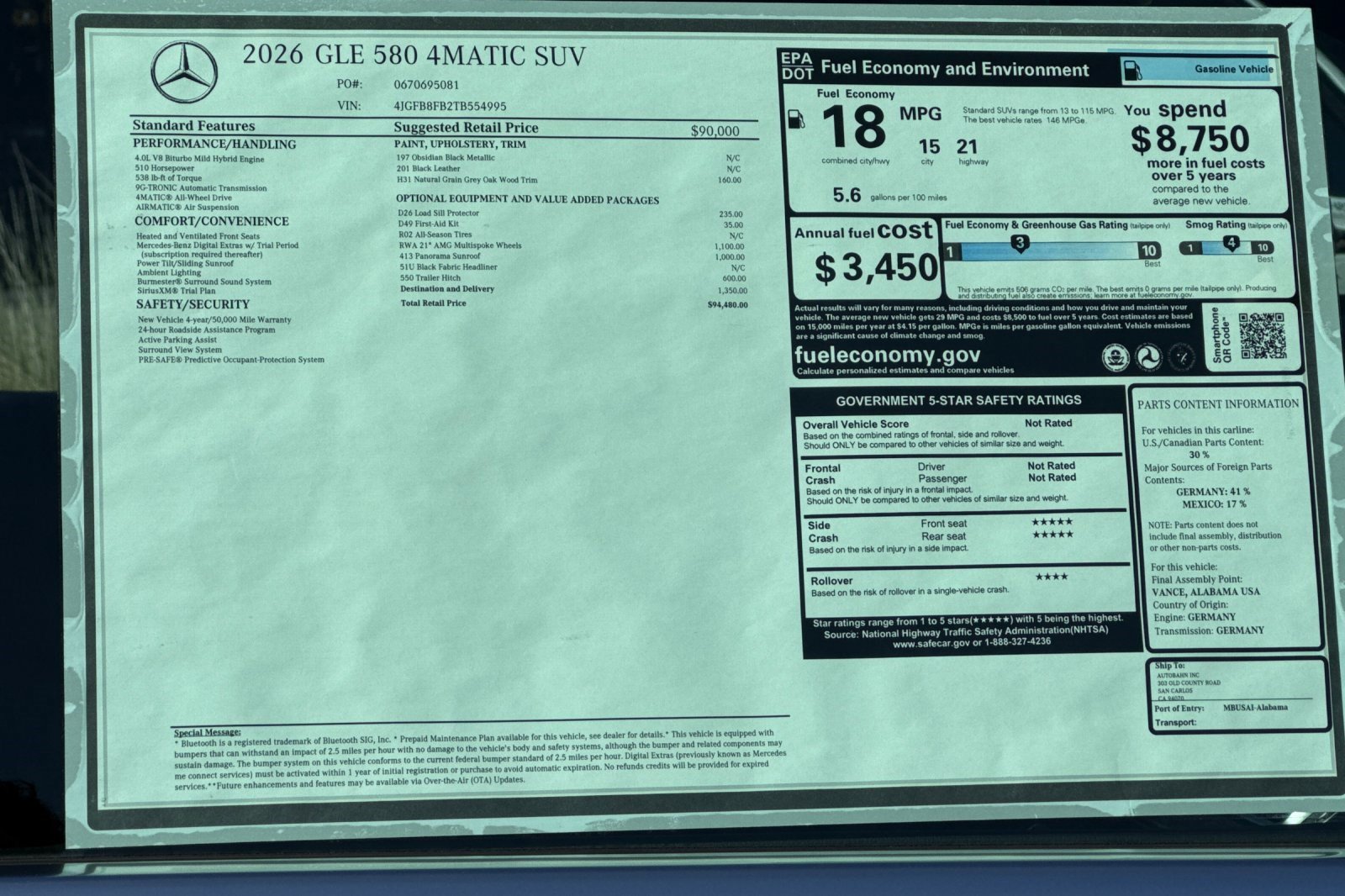 New 2026 Mercedes-Benz GLE 580 4MATIC image 29