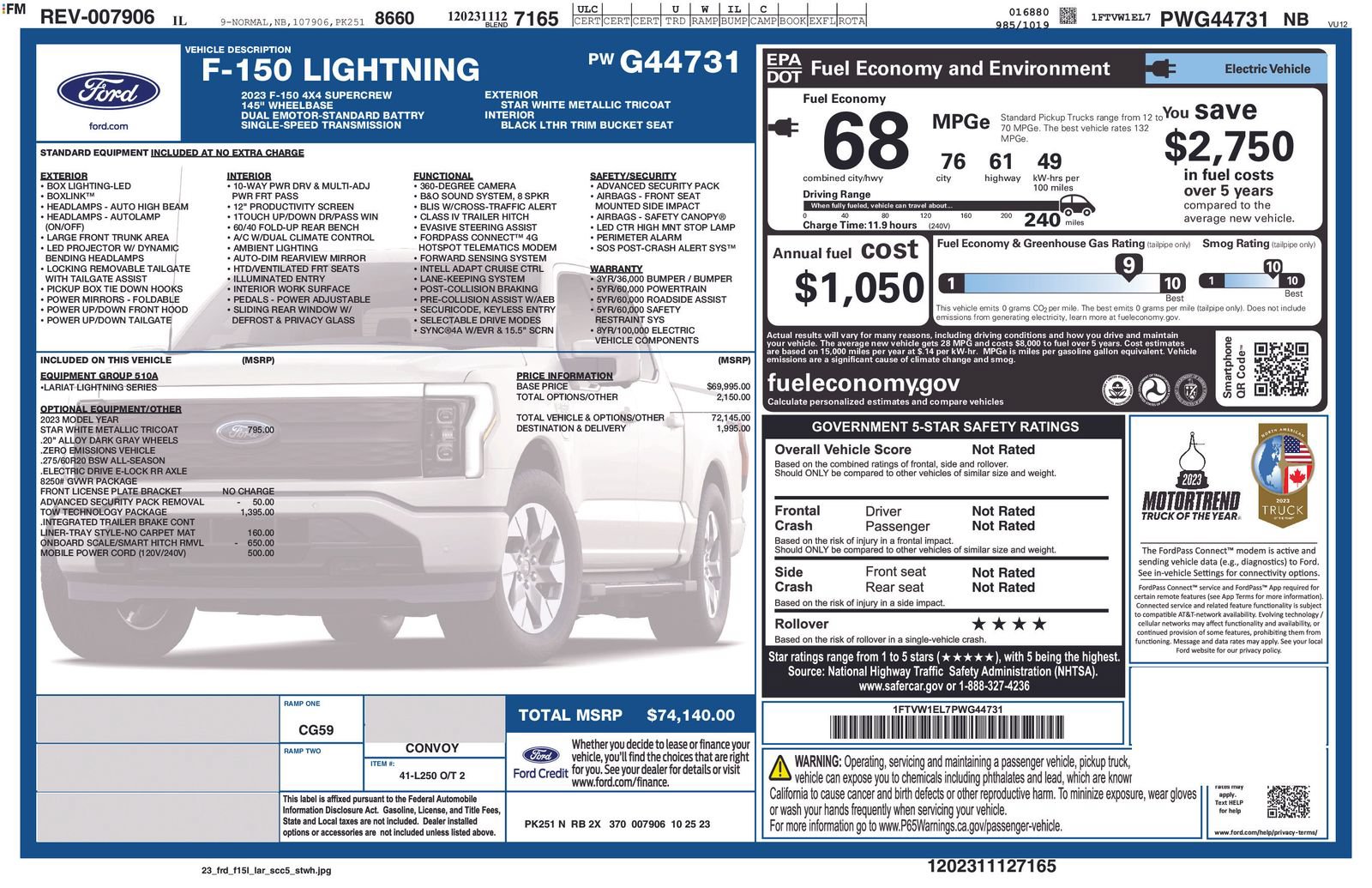 Used 2023 Ford F150 Lightning Lariat w/ Tow Technology Package AWD/4WD image 30