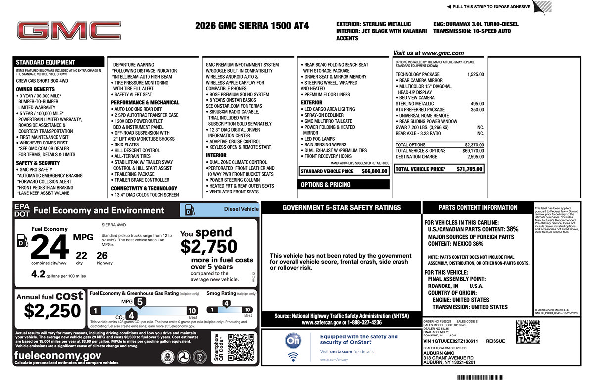 Used 2026 GMC Sierra 1500 AT4 w/ Technology Package AWD/4WD image 2