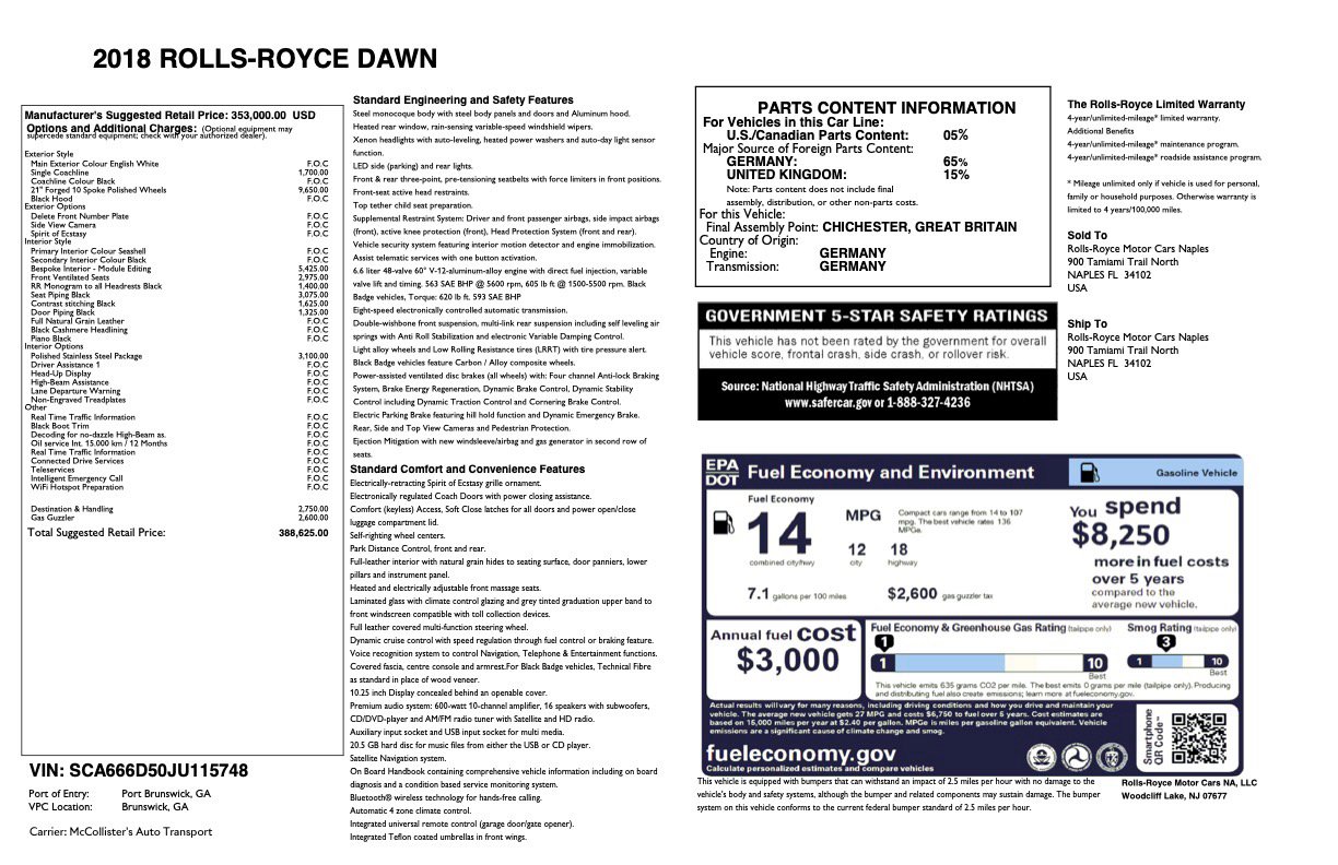 Certified 2018 Rolls-Royce Dawn image 50