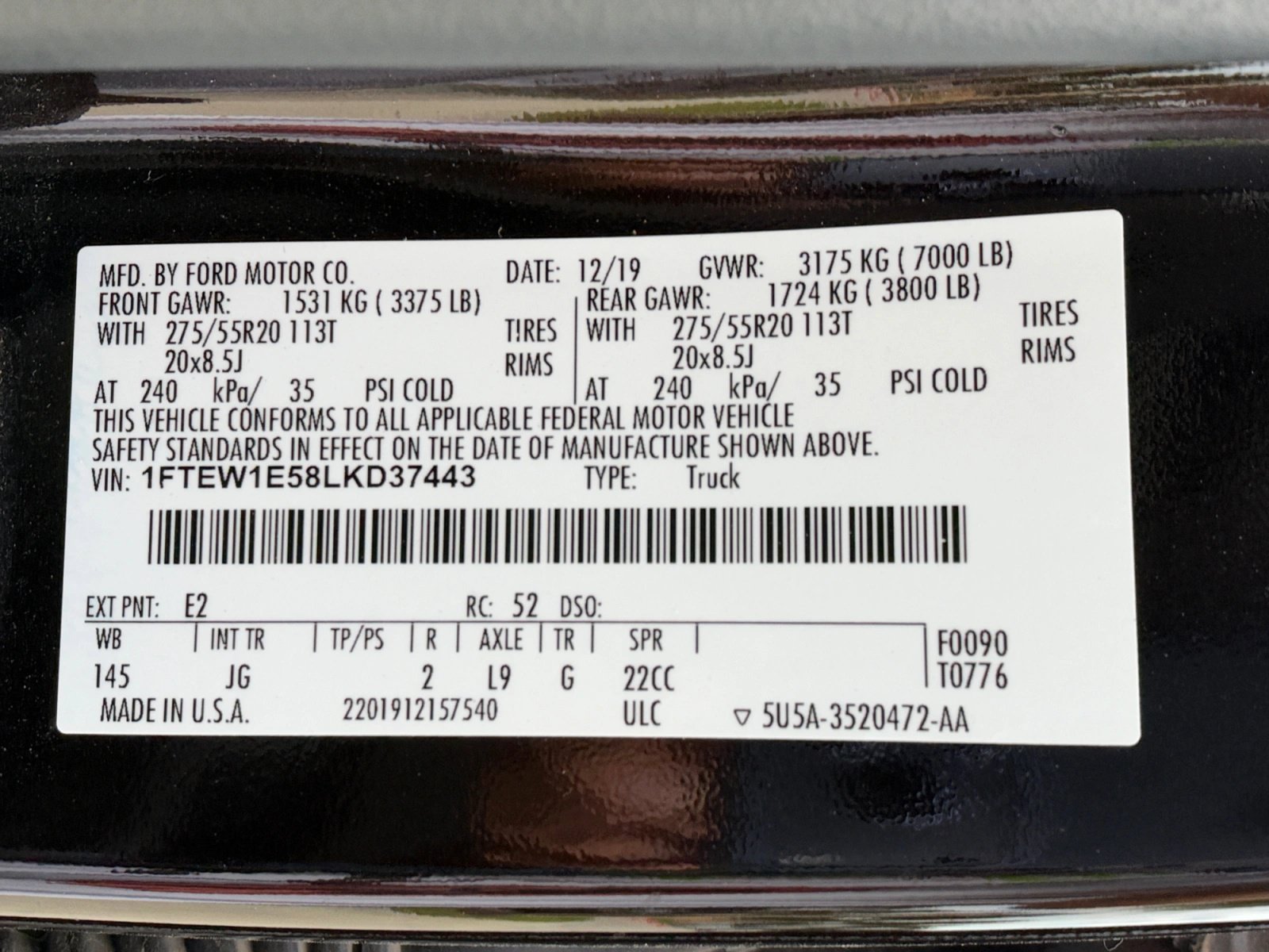 Used 2020 Ford F150 XL w/ Equipment Group 101A Mid AWD/4WD image 13