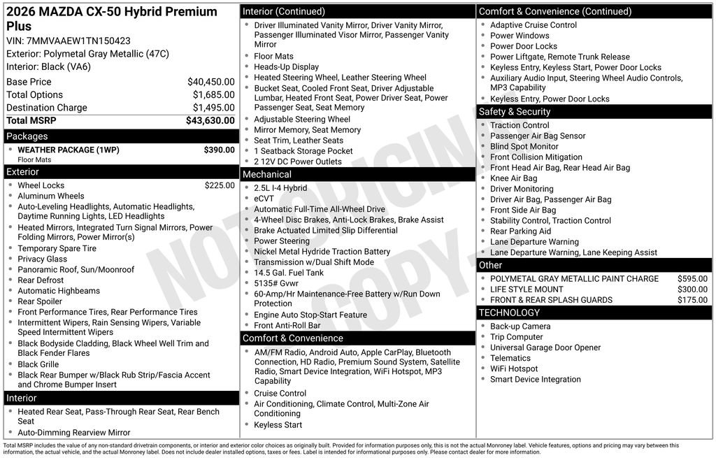 New 2026 MAZDA CX-50 2.5 Hybrid w/ Weather Package image 6