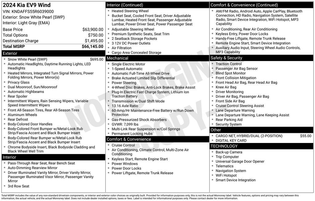 Certified 2024 Kia EV9 Wind AWD/4WD image 10