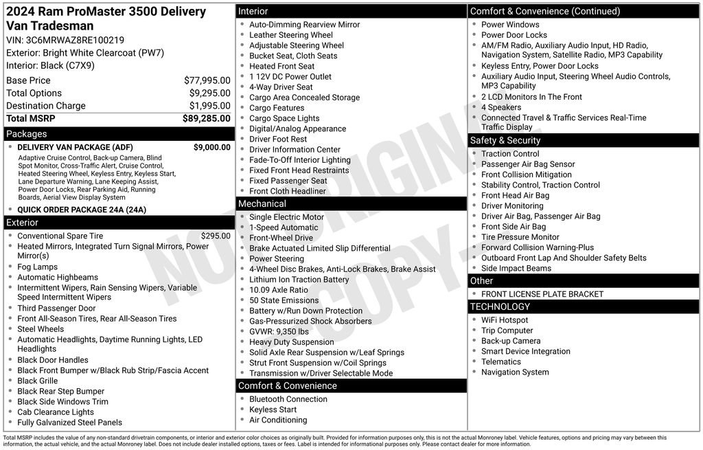 Used 2024 RAM ProMaster 3500 w/ Delivery Van Package FWD image 5