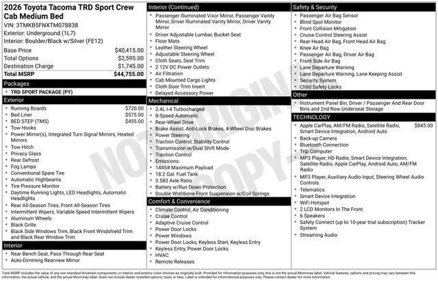 New 2026 Toyota Tacoma TRD Sport RWD image 5
