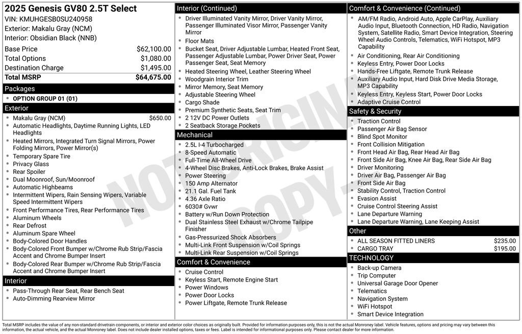 Used 2025 Genesis GV80 2.5T Select image 3