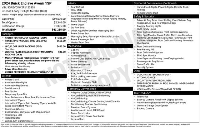 Certified 2024 Buick Enclave Avenir w/ Avenir Technology Package AWD/4WD image 17