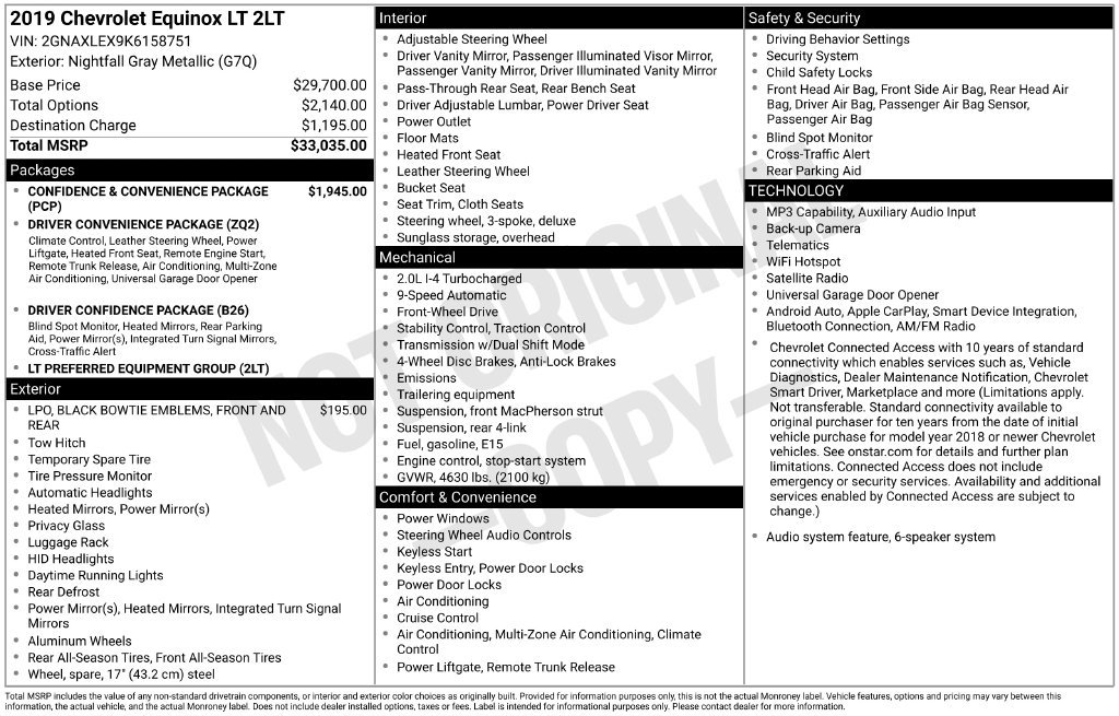Certified 2019 Chevrolet Equinox LT FWD image 36