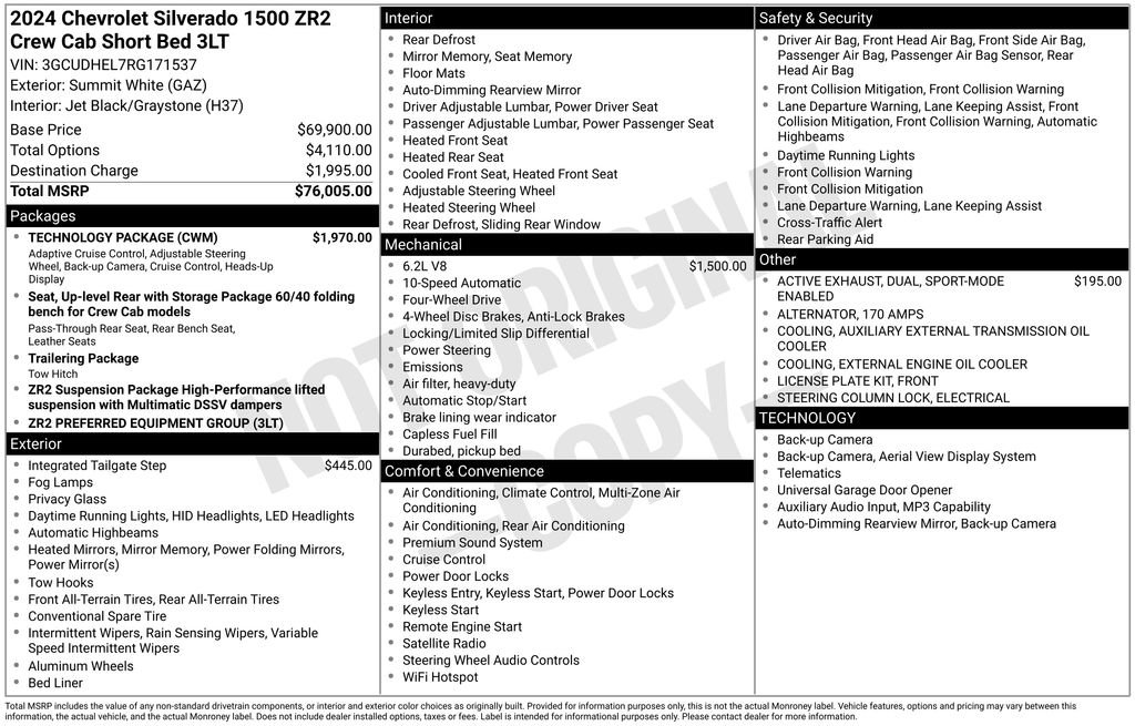 Used 2024 Chevrolet Silverado 1500 ZR2 w/ Technology Package AWD/4WD image 6