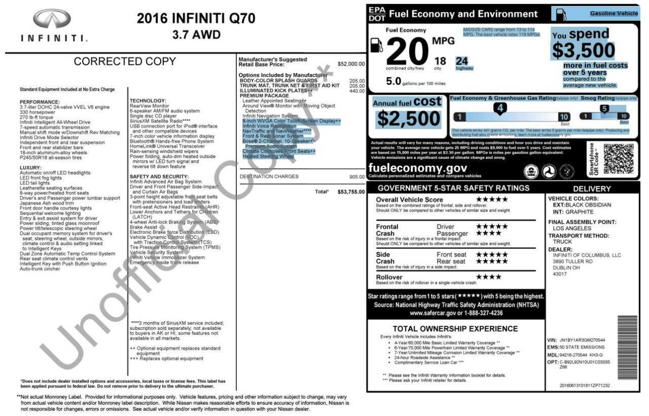 Used 2016 INFINITI Q70 3.7 image 10